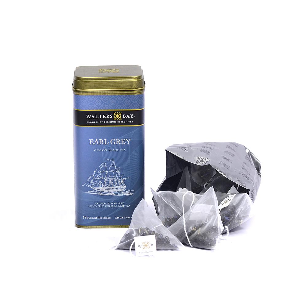Earl Grey Ceylon Black Tea Full Leaf Tea Bags in Canister - Walters Bay